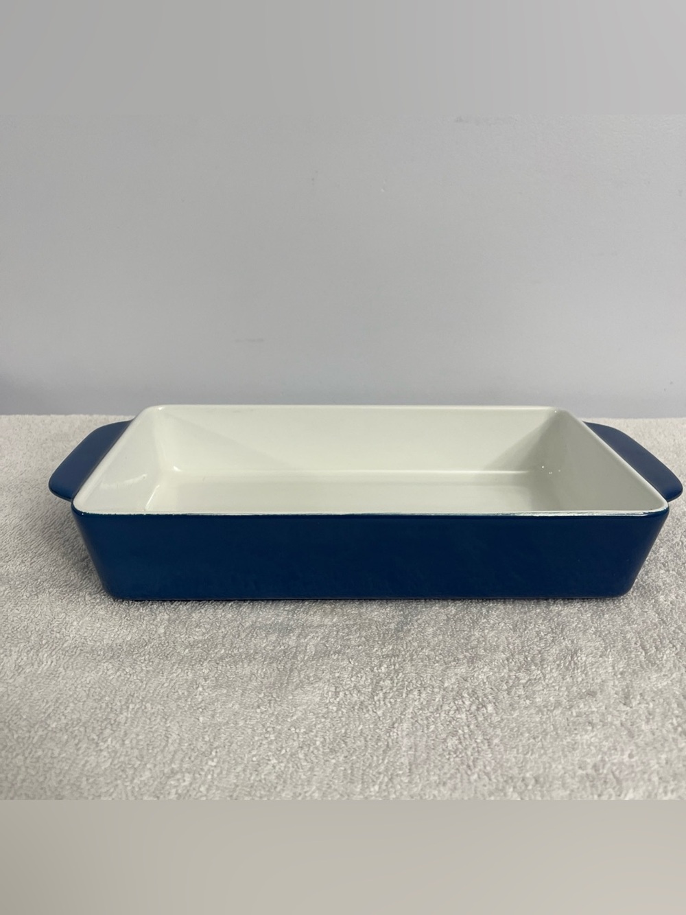 Vintage MCM COPCO Blue Enamel Iron Rectangular Casserole Dish Roaster